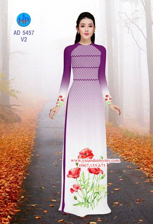 Vải áo dài Hoa Poppy AD 5457 32