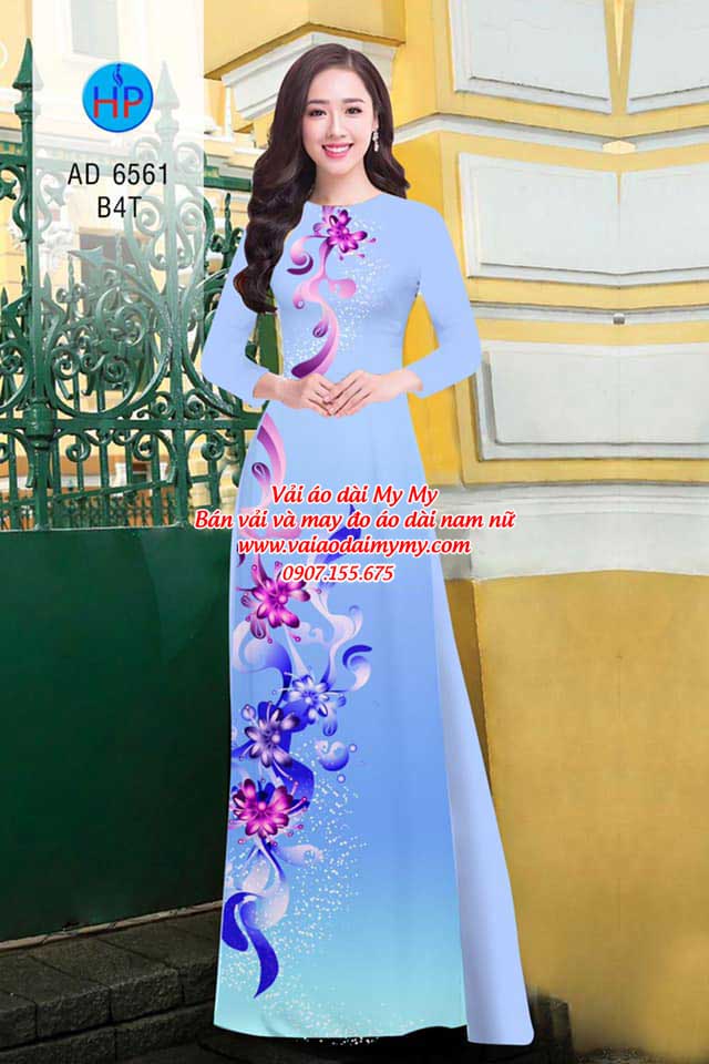 Vải áo dài Hoa in 3D AD 6561 1