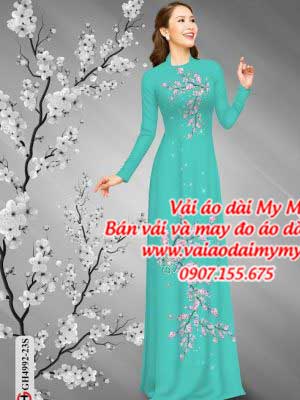 Vải áo dài hoa đào nhẹ nhàng AD GH4992 21