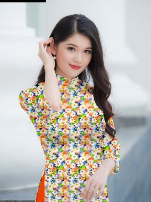 vai ao dai hoa cuc deu gia tot 889227