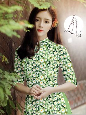 vai ao dai hoa cuc nhi 10