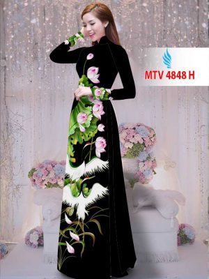 Vải áo dài hạc và hoa sen AD MTV 4848 37