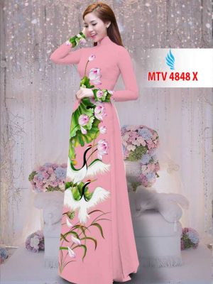 Vải áo dài hạc và hoa sen AD MTV 4848 51