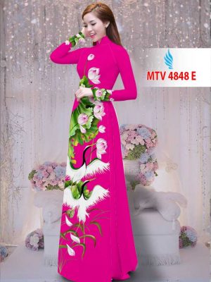 Vải áo dài hạc và hoa sen AD MTV 4848 34