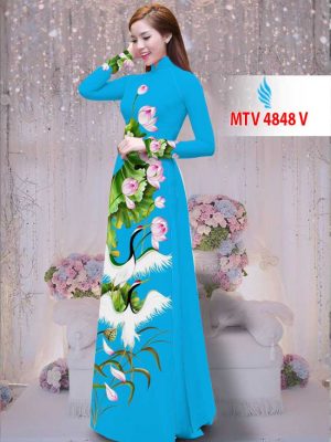 Vải áo dài hạc và hoa sen AD MTV 4848 49