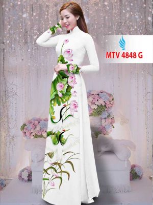 Vải áo dài hạc và hoa sen AD MTV 4848 36