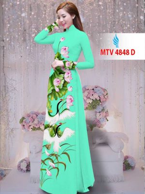 Vải áo dài hạc và hoa sen AD MTV 4848 33