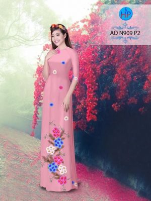 Vải áo dài in hình hoa cúc 3D AD N909 15