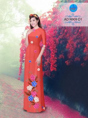 Vải áo dài in hình hoa cúc 3D AD N909 17