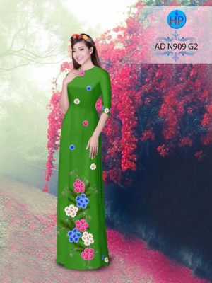 Vải áo dài in hình hoa cúc 3D AD N909 19