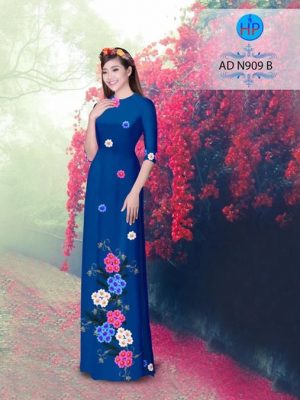 Vải áo dài in hình hoa cúc 3D AD N909 18