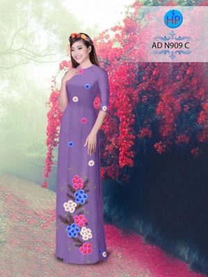 Vải áo dài in hình hoa cúc 3D AD N909 20