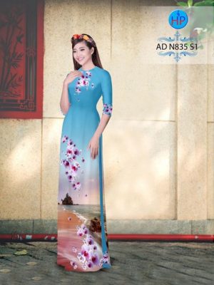 Vải áo dài Biển Hà Tiên và hoa Lan Hồ Điệp AD N835 15