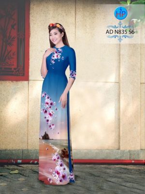 Vải áo dài Biển Hà Tiên và hoa Lan Hồ Điệp AD N835 19