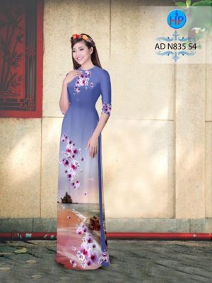 Vải áo dài Biển Hà Tiên và hoa Lan Hồ Điệp AD N835 22