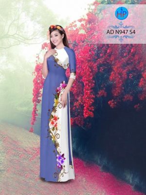 Vải áo dài hoa in 3D dọc thân AD N947 15