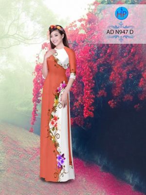 Vải áo dài hoa in 3D dọc thân AD N947 18