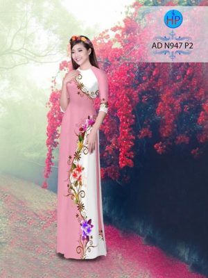 Vải áo dài hoa in 3D dọc thân AD N947 23