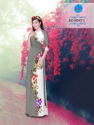Vải áo dài hoa in 3D dọc thân AD N947 22