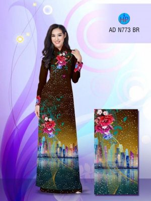 Vải áo dài Hoa và phong cảnh AD N773 15