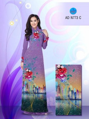 Vải áo dài Hoa và phong cảnh AD N773 16