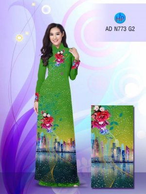 Vải áo dài Hoa và phong cảnh AD N773 19