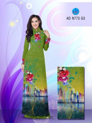 Vải áo dài Hoa và phong cảnh AD N773 18