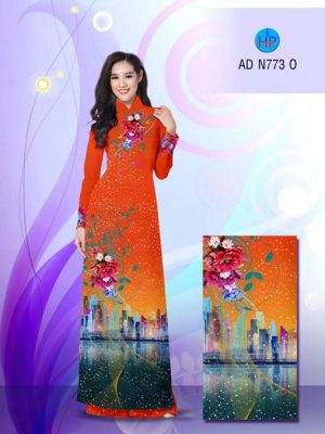 Vải áo dài Hoa và phong cảnh AD N773 20