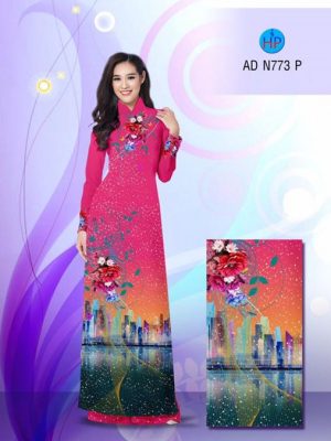 Vải áo dài Hoa và phong cảnh AD N773 22