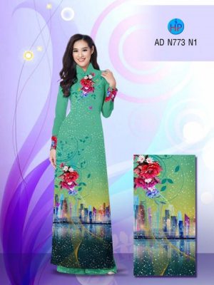 Vải áo dài Hoa và phong cảnh AD N773 21