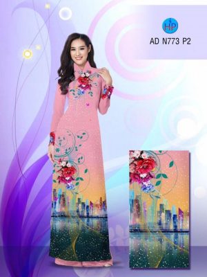 Vải áo dài Hoa và phong cảnh AD N773 23