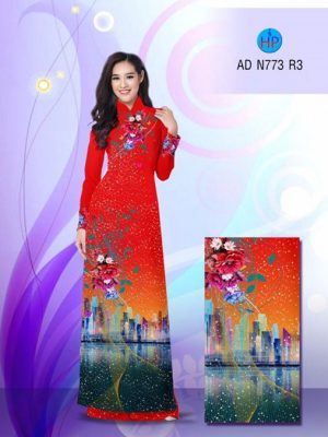 Vải áo dài Hoa và phong cảnh AD N773 25