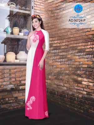 Vải áo dài Hoa hồng phối màu AD N724 21