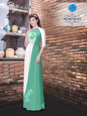 Vải áo dài Hoa hồng phối màu AD N724 22