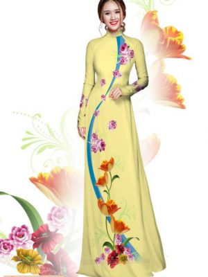 Vải áo dài hoa cúc đẹp AD TL 0001 15