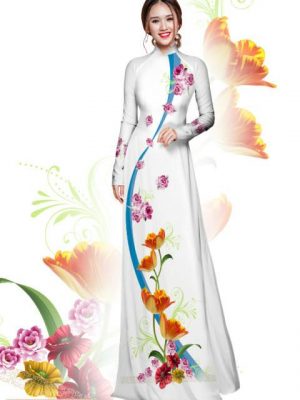 Vải áo dài hoa cúc đẹp AD TL 0001 25