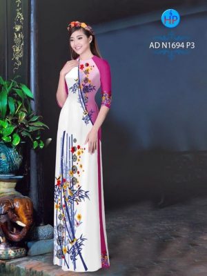 Vải áo dài Trúc và Hoa Mai đón Tết AD N1694 16