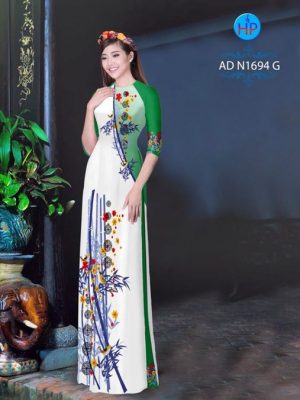 Vải áo dài Trúc và Hoa Mai đón Tết AD N1694 17