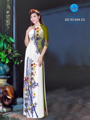 Vải áo dài Trúc và Hoa Mai đón Tết AD N1694 25