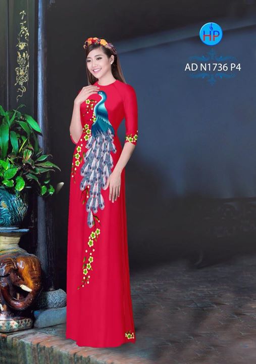 Vải áo dài Rực rỡ Sắc Xuân với Công và Hoa Mai AD N1736 5