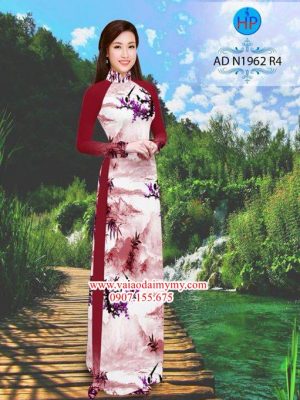 Vải áo dài Phong cảnh mùa xuân AD N1962 24