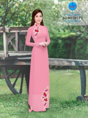 Vải áo dài Hoa hồng và sọc AD N1501 24