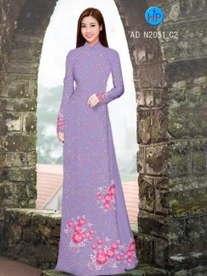 Vải áo dài Hoa 3D trên nền bi màu xinh xắn! AD N2051 15