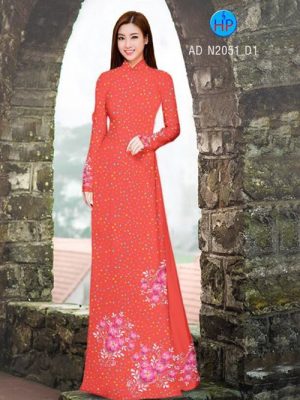 Vải áo dài Hoa 3D trên nền bi màu xinh xắn! AD N2051 16