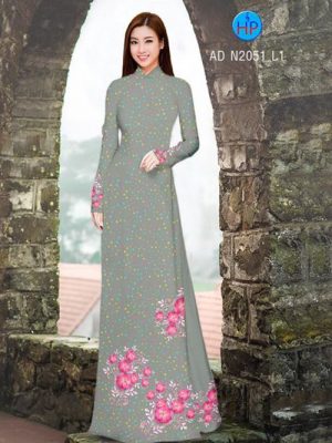 Vải áo dài Hoa 3D trên nền bi màu xinh xắn! AD N2051 20