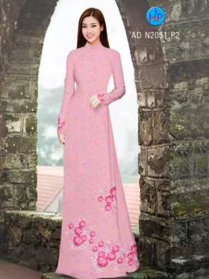 Vải áo dài Hoa 3D trên nền bi màu xinh xắn! AD N2051 21