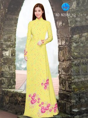 Vải áo dài Hoa 3D trên nền bi màu xinh xắn! AD N2051 25