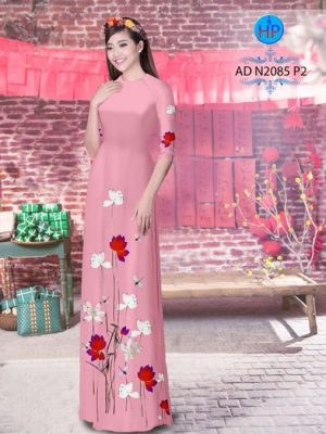 Vải áo dài Sen trắng và đỏ AD N2085 24