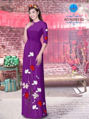 Vải áo dài Sen trắng và đỏ AD N2085 25