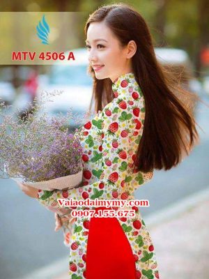 Vải áo dài hình trái cây nguyên áo AD MTV 4506 14